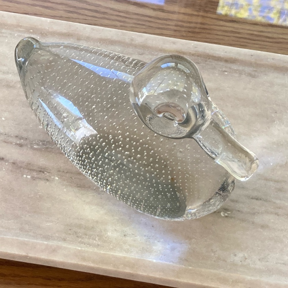 Clear Glass Bullicante Duck Sculpture